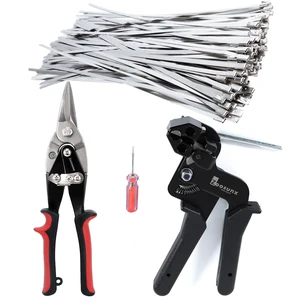 Metal Zip Ties Tool kit. Stainless Steel Cable Tie Tensioner, 100PCS 11.8" Metal Zip Ties Heavy-Duty & 10" Aviation Tin Snips for Fence, Pipe, Outdoor and Repairs.(100pcs+Tool+Snips, SILVER) Metal Zip Ties Tool kit. Stainless Steel Cable Tie Tensioner, 100PCS 11.8" Metal Zip Ties Heavy-Duty & 10" Aviation Tin Snips for Fence, Pipe, Outdoor and Repairs.(100pcs+Tool+Snips, SILVER)