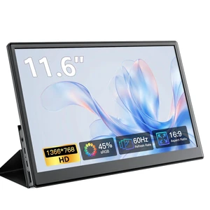 11.6 Inch Small Monitor, Ultra Slim Travel Second Screen for Laptop PC Mac Phone, HDMI/USB-C Plug & Play, Portable External Monitor with Leather Kickstand Case 11.6 Inch Small Monitor, Ultra Slim Travel Second Screen for Laptop PC Mac Phone, HDMI/USB-C Plug & Play, Portable External Monitor with Leather Kickstand Case