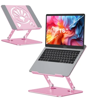 Adjustable Aluminum Laptop Stand for Desk,Ergonomic Riser, Pink Open Ventilated Design, Fits MacBook Pro/Air & 10"-16" Laptops, Stable Support for Office, Home & Travel Adjustable Aluminum Laptop Stand for Desk,Ergonomic Riser, Pink Open Ventilated Design, Fits MacBook Pro/Air & 10"-16" Laptops, Stable Support for Office, Home & Travel