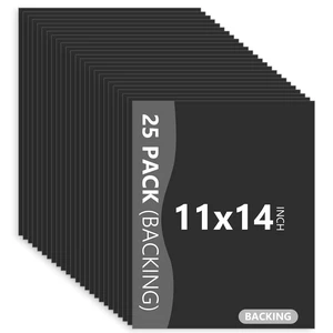 25 Pack Backing Boards, 11x14 Uncut Black Mat Boards Acid Free Backerboards for Art Prints, Ideal for Photos, Pictures, Prints, and Frames 25 Pack Backing Boards, 11x14 Uncut Black Mat Boards Acid Free Backerboards for Art Prints, Ideal for Photos, Pictures, Prints, and Frames