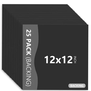 25 Pack Backing Boards, 12x12 Uncut Black Mat Boards Acid Free Backerboards for Art Prints, Ideal for Photos, Pictures, Prints, and Frames 25 Pack Backing Boards, 12x12 Uncut Black Mat Boards Acid Free Backerboards for Art Prints, Ideal for Photos, Pictures, Prints, and Frames