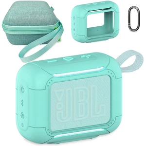 Protective Case for JBL Go 5 Portable Bluetooth Speaker Accessories Hard Carrying Case and Silicone Cover with Metal Carabiner (Teal Case) Protective Case for JBL Go 5 Portable Bluetooth Speaker Accessories Hard Carrying Case and Silicone Cover with Metal Carabiner (Teal Case)