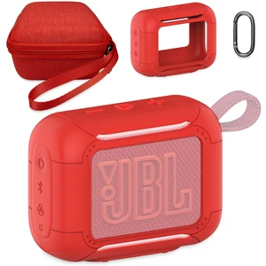 Protective Case for JBL Go 5 Portable Bluetooth Speaker Accessories Hard Carrying Case and Silicone Cover with Metal Carabiner (Red Case) Protective Case for JBL Go 5 Portable Bluetooth Speaker Accessories Hard Carrying Case and Silicone Cover with Metal Carabiner (Red Case)