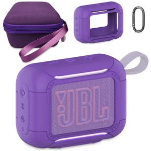 Protective Case for JBL Go 5 Portable Bluetooth Speaker Accessories Hard Carrying Case and Silicone Cover with Metal Carabiner (Purple Case) Protective Case for JBL Go 5 Portable Bluetooth Speaker Accessories Hard Carrying Case and Silicone Cover with Metal Carabiner (Purple Case)