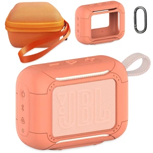 Protective Case for JBL Go 5 Portable Bluetooth Speaker Accessories Hard Carrying Case and Silicone Cover with Metal Carabiner (Orange Case) Protective Case for JBL Go 5 Portable Bluetooth Speaker Accessories Hard Carrying Case and Silicone Cover with Metal Carabiner (Orange Case)