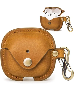 Leather Case Cover for Apple Airpods 5(2026)/4(2024)&ANC (Brown) Vintage Crazy Horse Leather, Wireless Charging Compatible, Front LED Visibility, Includes Keychain Leather Case Cover for Apple Airpods 5(2026)/4(2024)&ANC (Brown) Vintage Crazy Horse Leather, Wireless Charging Compatible, Front LED Visibility, Includes Keychain