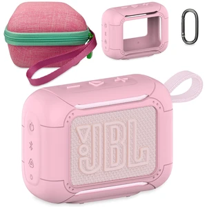 Protective Case for JBL Go 5 Portable Bluetooth Speaker Accessories Hard Carrying Case and Silicone Cover with Metal Carabiner (Pink Case) Protective Case for JBL Go 5 Portable Bluetooth Speaker Accessories Hard Carrying Case and Silicone Cover with Metal Carabiner (Pink Case)