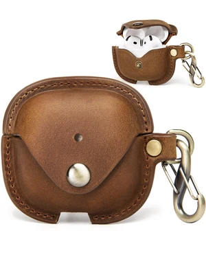 Leather Case Cover for Apple Airpods 5(2026)/4(2024)&ANC(Coffee) Vintage Crazy Horse Leather, Wireless Charging Compatible, Front LED Visibility, Includes Keychain Leather Case Cover for Apple Airpods 5(2026)/4(2024)&ANC(Coffee) Vintage Crazy Horse Leather, Wireless Charging Compatible, Front LED Visibility, Includes Keychain