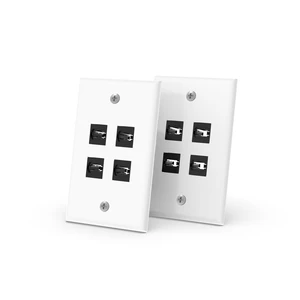 MPO Fiber Keystone Wall Plate, Single Gang 4-Port Panel, 2-Pack Designed for MPO Fiber Cable Installation, Enables Clean In-Wall Routing for Detachable Fiber Systems MPO Fiber Keystone Wall Plate, Single Gang 4-Port Panel, 2-Pack Designed for MPO Fiber Cable Installation, Enables Clean In-Wall Routing for Detachable Fiber Systems