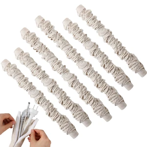 6 Pack Fabric Cord Cover for Electric Wire, Beige, 2x3.7ft,2x3.9ft,2x4.2ft Chandelier Chain Cover, Swing Chain Linen Shade with Hidden Hook Loop Closure Sleeves, for Chandelier Wires Cable Swing 6 Pack Fabric Cord Cover for Electric Wire, Beige, 2x3.7ft,2x3.9ft,2x4.2ft Chandelier Chain Cover, Swing Chain Linen Shade with Hidden Hook Loop Closure Sleeves, for Chandelier Wires Cable Swing