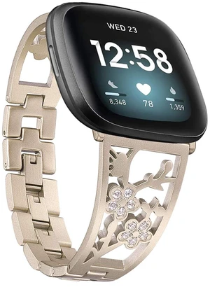 Stainless Steel Bracelet Compatible with Fitbit Sense 2/Sense/Versa 4/Versa 3, Women Bling Replacement Bands Dressy Luxurious Wristbands for Ladies Stainless Steel Bracelet Compatible with Fitbit Sense 2/Sense/Versa 4/Versa 3, Women Bling Replacement Bands Dressy Luxurious Wristbands for Ladies
