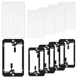 Brush Wall Plate with Low Voltage Mounting Bracket, White, 5 pack Cable Pass Through Insert for Wires, Single Gang Cable Access Strap, Wall Socket for HDTV, Home Theater Systems Brush Wall Plate with Low Voltage Mounting Bracket, White, 5 pack Cable Pass Through Insert for Wires, Single Gang Cable Access Strap, Wall Socket for HDTV, Home Theater Systems