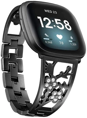 Stainless Steel Bracelet Compatible with Fitbit Sense 2/Sense/Versa 4/Versa 3, Women Bling Replacement Bands Dressy Luxurious Wristbands for Ladies Stainless Steel Bracelet Compatible with Fitbit Sense 2/Sense/Versa 4/Versa 3, Women Bling Replacement Bands Dressy Luxurious Wristbands for Ladies