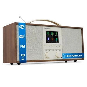 SR40 Stereo Internet Radio WiFi, Podcast, Bluetooth, FM, 10hr Play Wooden Cabinet with True 2.0 Stereo, AUX-in, Rechargeable & Handle, 150 Presets, Alarm & Sleep Timer, Headphone Jack, Walnut SR40 Stereo Internet Radio WiFi, Podcast, Bluetooth, FM, 10hr Play Wooden Cabinet with True 2.0 Stereo, AUX-in, Rechargeable & Handle, 150 Presets, Alarm & Sleep Timer, Headphone Jack, Walnut