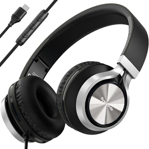 USB C Headphones with Microphone, Wired Over-Ear for School Volume Control, HD Stereo Sound, Comfortable Fit, Wired Foldable Headphones for Adult/Teens/Laptop/Tablets/Travel, Black USB C Headphones with Microphone, Wired Over-Ear for School Volume Control, HD Stereo Sound, Comfortable Fit, Wired Foldable Headphones for Adult/Teens/Laptop/Tablets/Travel, Black