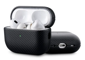 Envelop Series -Hard Case for AirPods Pro 3rd Generation - Black Hand-crafted Case Fully Wrapped in Faux Leather; Carbon Fiber Finish; Soft Microfiber Inner Lining; Qi wireless charging Envelop Series -Hard Case for AirPods Pro 3rd Generation - Black Hand-crafted Case Fully Wrapped in Faux Leather; Carbon Fiber Finish; Soft Microfiber Inner Lining; Qi wireless charging