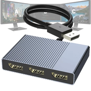 DisplayPort Splitter for 3 Monitors Extended Display, 4K@60Hz DisplayPort MST Hub 1 IN 3 OUT, Display Port to Display Port Adapter, DP to DP Multi Monitor Splitter for PC/NVIDIA/AMD Graphic Card DisplayPort Splitter for 3 Monitors Extended Display, 4K@60Hz DisplayPort MST Hub 1 IN 3 OUT, Display Port to Display Port Adapter, DP to DP Multi Monitor Splitter for PC/NVIDIA/AMD Graphic Card
