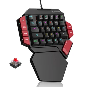 One Handed Professional Gaming Keyboard, RGB Backlit 35 Keys Mini Wired Mechanical Keyboard with Red Switch for PC Gamer, Support 6 Macro Keys - Black/Red One Handed Professional Gaming Keyboard, RGB Backlit 35 Keys Mini Wired Mechanical Keyboard with Red Switch for PC Gamer, Support 6 Macro Keys - Black/Red