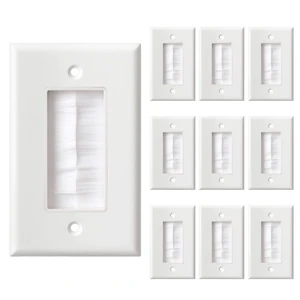 Single Brush Wall Plate(White/10Pack), Cable Pass Through Insert for Wires, Brush Style Opening Passthrough Cable Plate for Wall Mounted TVs Single Brush Wall Plate(White/10Pack), Cable Pass Through Insert for Wires, Brush Style Opening Passthrough Cable Plate for Wall Mounted TVs