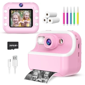 Kids Camera Instant Print, Christmas Birthday Gifts for Kids 3-12, 1080P Instant Print Camera for Kid, Toddler Camera Toy for 4 5 6 7 8 9 10 Year Old Girls Boys with 3 Rolls Paper and 32GB Card-Pink Kids Camera Instant Print, Christmas Birthday Gifts for Kids 3-12, 1080P Instant Print Camera for Kid, Toddler Camera Toy for 4 5 6 7 8 9 10 Year Old Girls Boys with 3 Rolls Paper and 32GB Card-Pink