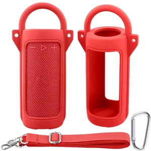 for JBL Grip Portable Waterproof Speaker Silicone Case, Red Portable Travel Soft Cover with Adjustable Shoulder Strap and Carabiner, Protective Skin Case, Anti-Slip Feet for JBL Grip Portable Waterproof Speaker Silicone Case, Red Portable Travel Soft Cover with Adjustable Shoulder Strap and Carabiner, Protective Skin Case, Anti-Slip Feet