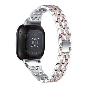 Bling Bands Compatible with Fitbit Versa 4/Sense 2/Versa 3/Sense, Women Dressy Slim Bracelet Metal Replacement Wristbands Bling Bands Compatible with Fitbit Versa 4/Sense 2/Versa 3/Sense, Women Dressy Slim Bracelet Metal Replacement Wristbands