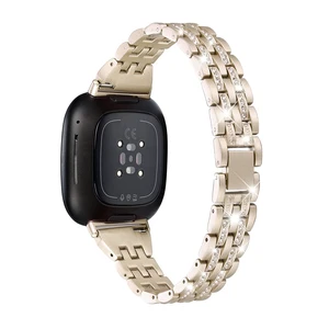 Bling Bands Compatible with Fitbit Versa 4/Sense 2/Versa 3/Sense, Women Dressy Slim Bracelet Metal Replacement Wristbands Bling Bands Compatible with Fitbit Versa 4/Sense 2/Versa 3/Sense, Women Dressy Slim Bracelet Metal Replacement Wristbands