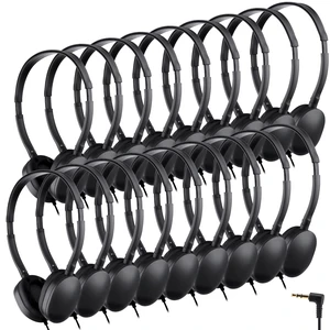 18 Pack Headphones Bulk Wired 3.5mm, Black Adjustable Headband for Library & Learning Use, Compatible with Laptops and Tablets 18 Pack Headphones Bulk Wired 3.5mm, Black Adjustable Headband for Library & Learning Use, Compatible with Laptops and Tablets