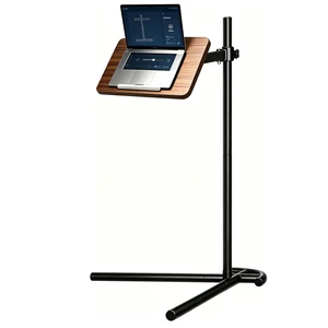 Adjustable Laptop Stand Floor, Height Adjustable Portable Desk with Tilting Tabletop, Walnut Brown (Walnut) Adjustable Laptop Stand Floor, Height Adjustable Portable Desk with Tilting Tabletop, Walnut Brown (Walnut)