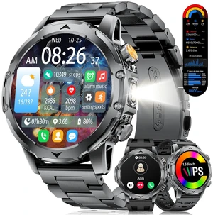 1.53'' Smart Watches for Men with 1000mAh Battery/Flashlight, Military Smart Watch with 120+ Sports Modes, Heart Rate/Sleep Monitor/IP68 Waterproof, Fitness Tracker for Android iOS, Black 1.53'' Smart Watches for Men with 1000mAh Battery/Flashlight, Military Smart Watch with 120+ Sports Modes, Heart Rate/Sleep Monitor/IP68 Waterproof, Fitness Tracker for Android iOS, Black