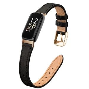 Slim Leather Band Compatible with Fitbit Inspire 3 Bands,Black/Rose Gold Top Grain Genuine Leather,Strap,Thin,Wristband,for Fitbit Inspire 3,Women Slim Leather Band Compatible with Fitbit Inspire 3 Bands,Black/Rose Gold Top Grain Genuine Leather,Strap,Thin,Wristband,for Fitbit Inspire 3,Women