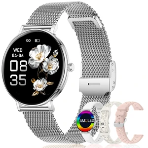Smart Watches for Women,1.32'' AMOLED Ultra-Thin Smart Watch with Bluetooth Make/Answer Call,Heart Rate/SpO2/Sleep Tracker,120+ Sports Modes IP68 Fitness Watch Android/iOS Compatible,4 Straps,Silver Smart Watches for Women,1.32'' AMOLED Ultra-Thin Smart Watch with Bluetooth Make/Answer Call,Heart Rate/SpO2/Sleep Tracker,120+ Sports Modes IP68 Fitness Watch Android/iOS Compatible,4 Straps,Silver