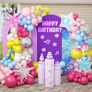 175Pcs Colorful K-Pop Balloon Arch Kit, Hot Pink Blue Yellow White Pink Balloons with Disco Ball Music Note Iridescent Star Foil Balloons for Kpop Music Disco Theme Birthday Prom Concert Party 175Pcs Colorful K-Pop Balloon Arch Kit, Hot Pink Blue Yellow White Pink Balloons with Disco Ball Music Note Iridescent Star Foil Balloons for Kpop Music Disco Theme Birthday Prom Concert Party