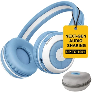 Manyshare Bluetooth Kids Headphones with Case & Mic for School,Blue Broadcast Audio to 100+ Headphones at Once. Wireless Kids Headphones with Mic for School, Travel, Tablets and Group Listening Manyshare Bluetooth Kids Headphones with Case & Mic for School,Blue Broadcast Audio to 100+ Headphones at Once. Wireless Kids Headphones with Mic for School, Travel, Tablets and Group Listening