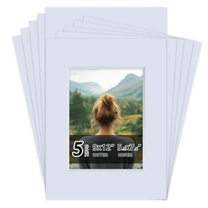 5 Pack Acid Free 9x12 White Picture Mats Board Kit for 6x8 4-Ply Beveled Pre-Cut Photo Mats with Backing Board for Frames, Artwork and Prints 5 Pack Acid Free 9x12 White Picture Mats Board Kit for 6x8 4-Ply Beveled Pre-Cut Photo Mats with Backing Board for Frames, Artwork and Prints