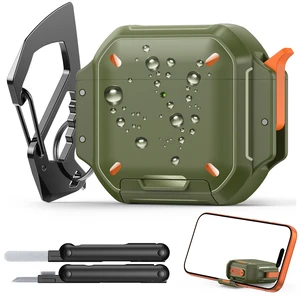 for AirPods 4 / AirPods 5 Case Cover with Lock, Waterproof, Army Green Secure Lock, IP68 Waterproof, MilitaryGrade Shockproof, Keychain, Phone Stand, Cleaner Kit for AirPods 4 / AirPods 5 Case Cover with Lock, Waterproof, Army Green Secure Lock, IP68 Waterproof, MilitaryGrade Shockproof, Keychain, Phone Stand, Cleaner Kit