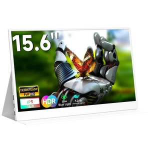 Portable Monitor for Laptop, 15.6 Inch FHD 1080P USB-C HDMI 100% sRGB HDR IPS Display, Ultra-Thin Travel Second Screen Compatible with Laptop Mac PC Phone PS5 Xbox Switch, Built-in Speakers, White Portable Monitor for Laptop, 15.6 Inch FHD 1080P USB-C HDMI 100% sRGB HDR IPS Display, Ultra-Thin Travel Second Screen Compatible with Laptop Mac PC Phone PS5 Xbox Switch, Built-in Speakers, White