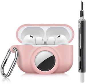 2 in 1 Case for AirPods Pro 3 and AirTag (Pink) Soft Silicone Protective Case Cover for AirPods Pro 3 Accessories with Cleaning Kit & Carabiner 2 in 1 Case for AirPods Pro 3 and AirTag (Pink) Soft Silicone Protective Case Cover for AirPods Pro 3 Accessories with Cleaning Kit & Carabiner