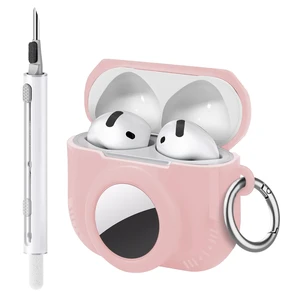 2 in 1 Case for AirPods 4 and AirTag (Pink) Soft Silicone Protective Case Cover for AirPods 4th Generation with Cleaning Kit & Carabiner 2 in 1 Case for AirPods 4 and AirTag (Pink) Soft Silicone Protective Case Cover for AirPods 4th Generation with Cleaning Kit & Carabiner