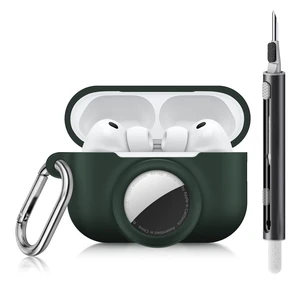 2 in 1 Case for AirPods Pro 3 and AirTag (Dark Green) Soft Silicone Protective Case Cover for AirPods Pro 3 Accessories with Cleaning Kit & Carabiner 2 in 1 Case for AirPods Pro 3 and AirTag (Dark Green) Soft Silicone Protective Case Cover for AirPods Pro 3 Accessories with Cleaning Kit & Carabiner