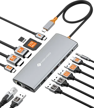 14-in-1 USB C Docking Station for Laptop, Triple MonitorI & 4K@60Hz 100W PD, 10Gbps USB, Gigabit Ethernet, SD/TF, Audio for Dell/HP/Lenovo 14-in-1 USB C Docking Station for Laptop, Triple MonitorI & 4K@60Hz 100W PD, 10Gbps USB, Gigabit Ethernet, SD/TF, Audio for Dell/HP/Lenovo