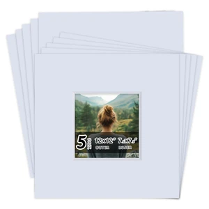 5 Pack Acid Free 12x12 White Picture Mats Board Kit for 8x8 4-Ply Beveled Pre-Cut Photo Mats with Backing Board for Frames, Artwork and Prints 5 Pack Acid Free 12x12 White Picture Mats Board Kit for 8x8 4-Ply Beveled Pre-Cut Photo Mats with Backing Board for Frames, Artwork and Prints