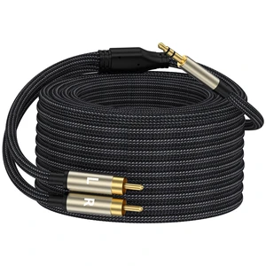 26FT 3.5mm to RCA Cable - HiFi Sound Headphone Jack Adapter with Metal Shell RCA Y Splitter for Phone, Speaker, MP3, Tablet, HDTV 26FT 3.5mm to RCA Cable - HiFi Sound Headphone Jack Adapter with Metal Shell RCA Y Splitter for Phone, Speaker, MP3, Tablet, HDTV