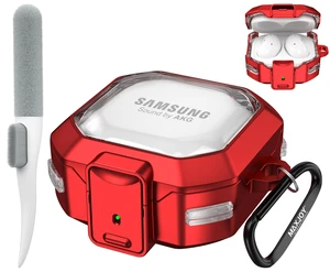 Galaxy Buds Pro 2 Case for Samsung Galaxy Buds 2 Pro 2022 Transparent Protective Case with Anti-Drop Lock Keychain, Red Galaxy Buds Pro 2 Case for Samsung Galaxy Buds 2 Pro 2022 Transparent Protective Case with Anti-Drop Lock Keychain, Red