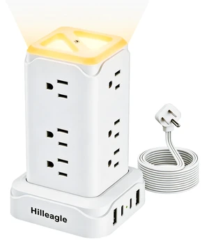 Desktop Power Strip Tower with Touch LED Night Light,USB C 20W Fast Charge 6Ft Extension Cord Surge Protector with Multiple Oultlets,USB A C Ports for Gaming,Dorm Room Essentials,Home,Office Desk Desktop Power Strip Tower with Touch LED Night Light,USB C 20W Fast Charge 6Ft Extension Cord Surge Protector with Multiple Oultlets,USB A C Ports for Gaming,Dorm Room Essentials,Home,Office Desk
