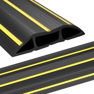 Heavy Duty Floor Cable Cover, 10ft 3-Channel Cord Protector 0.93in Mid Channel, Holds Cords Wires, Office Home Outdoor, Anti-trip, PVC Rubber, Floor Cord Cover, Heavy Duty Protection Heavy Duty Floor Cable Cover, 10ft 3-Channel Cord Protector 0.93in Mid Channel, Holds Cords Wires, Office Home Outdoor, Anti-trip, PVC Rubber, Floor Cord Cover, Heavy Duty Protection