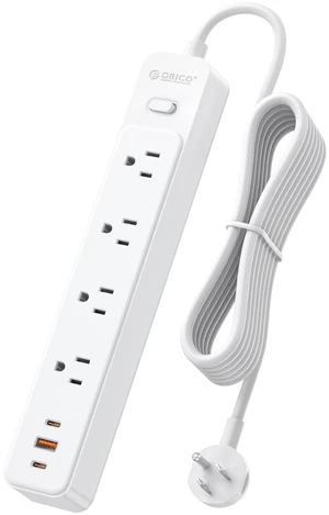 Power Strip, 1.7'' Wider Space Outlet Extension Cord with USB, White 7 In 1, 20W Max USB-C & 18W Max USB-A Port, 5FT/10FT Optional, Flat Plug, Wide Space Extender Powerstrip for Home, Office Power Strip, 1.7'' Wider Space Outlet Extension Cord with USB, White 7 In 1, 20W Max USB-C & 18W Max USB-A Port, 5FT/10FT Optional, Flat Plug, Wide Space Extender Powerstrip for Home, Office