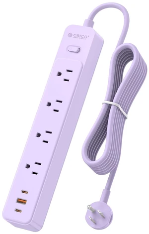 Power Strip, 1.7'' Wider Space Outlet Extension Cord with USB, Purple 7 In 1, 20W Max USB-C & 18W Max USB-A Port, 5FT/10FT Optional, Flat Plug, Wide Space Extender Powerstrip for Home, Office Power Strip, 1.7'' Wider Space Outlet Extension Cord with USB, Purple 7 In 1, 20W Max USB-C & 18W Max USB-A Port, 5FT/10FT Optional, Flat Plug, Wide Space Extender Powerstrip for Home, Office