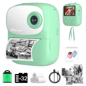 Kids Camera Instant Print for Kids with Mirror, HD Dual-Lens Selfie Digital Camera with 3 Rolls Print Paper & 32GB Card, Holiday Birthday Gifts Toys for Girls Boys Toddler. (Green) Kids Camera Instant Print for Kids with Mirror, HD Dual-Lens Selfie Digital Camera with 3 Rolls Print Paper & 32GB Card, Holiday Birthday Gifts Toys for Girls Boys Toddler. (Green)