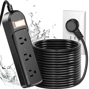 Outdoor Power Strip Weatherproof, 3 AC Outlets 25FT Extension Cord Wall Mountable, On/Off Switch, 13A/1625W Heavy Duty, for Patio Garden RV Outdoor Outdoor Power Strip Weatherproof, 3 AC Outlets 25FT Extension Cord Wall Mountable, On/Off Switch, 13A/1625W Heavy Duty, for Patio Garden RV Outdoor